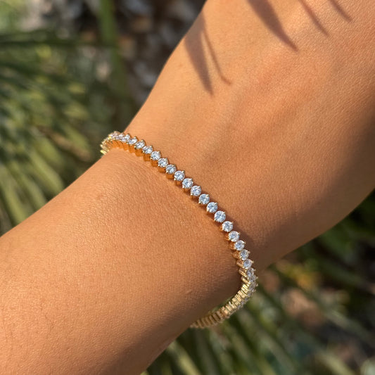 18k 2.5MM Natural Round Diamond Tennis Bracele